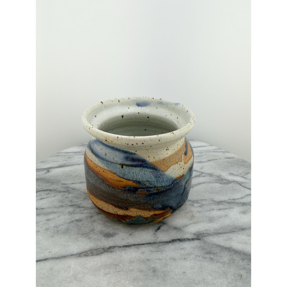 Vintage Klickitat Pottery Studio Art Vase Hand Thrown Stoneware Jar Blue Brown - Picture 14 of 14